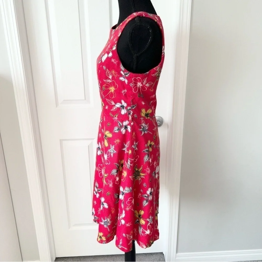Yumi Sleeveless Floral Casual DARK PINK SKATER DRESS - Picture 3 of 14